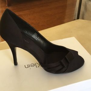 Calvin Klein Black Satin Heels